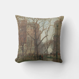 Rainy Day, Madison Square, New York, Paul Cornoyer Throw Pillow
