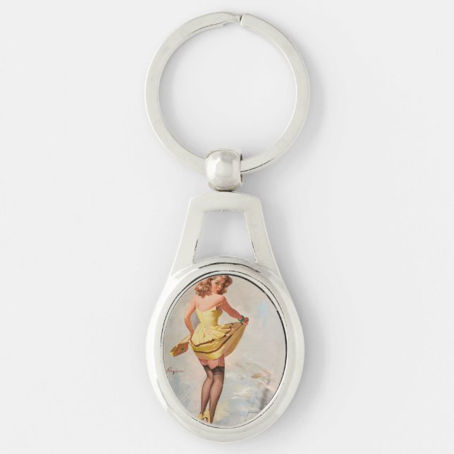 Rainy Day Pin-Up Girl Keychain (Front)