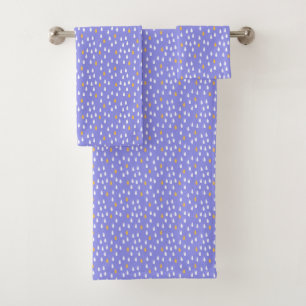 Rainy Day Purple Yellow White Raindrops Pattern Bath Towel Set