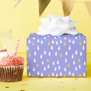 Rainy Day Purple Yellow White Raindrops Pattern Wrapping Paper