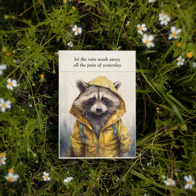 Rainy Day, raccoon yellow raincoat customizable Invitation (Creator Uploaded)