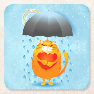 Rainy Day Square Paper Coaster