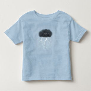 Rainy Day Thunder Cloud With Baby's Name Blue Toddler T-shirt
