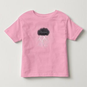 Rainy Day Thunder Cloud With Baby's Name Pink Toddler T-shirt