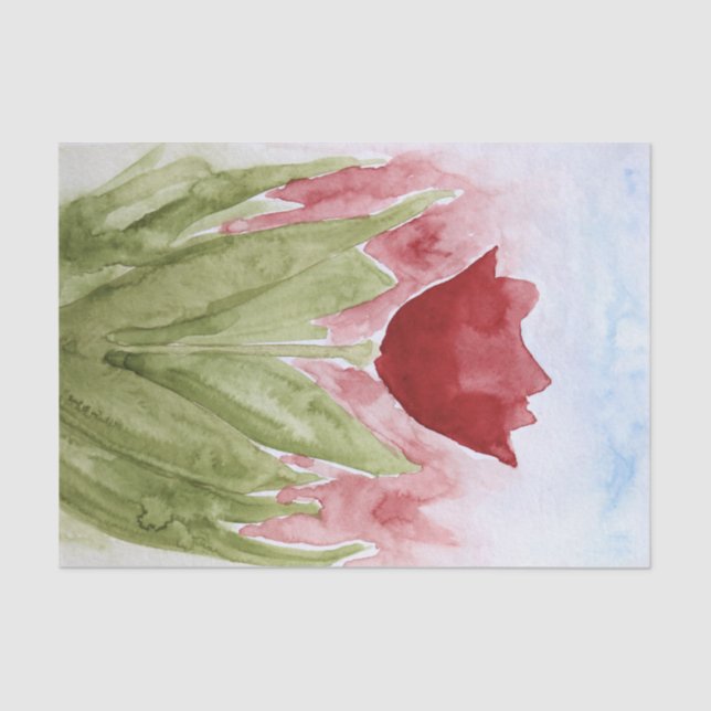Rainy Day Tulips Spring watercolor Tissue Paper (Front)