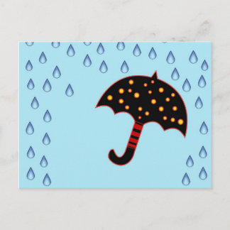 rainy day with umbrella postcard