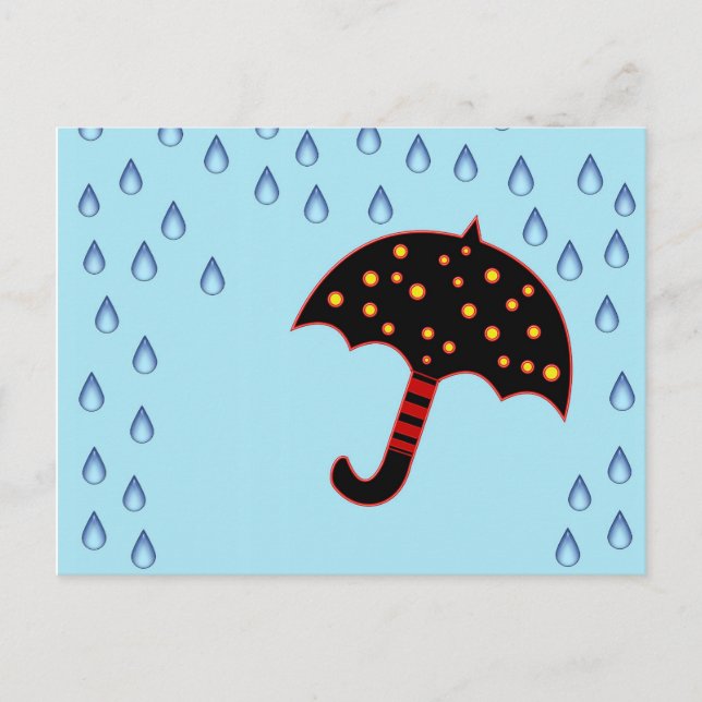 rainy day with umbrella postcard (Front)