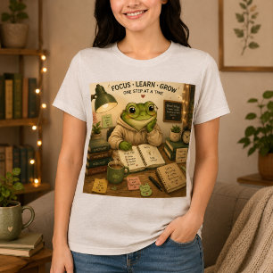 Rainy Days Cozy Days Frog Reading Book Long Sleeve Tri-Blend Shirt