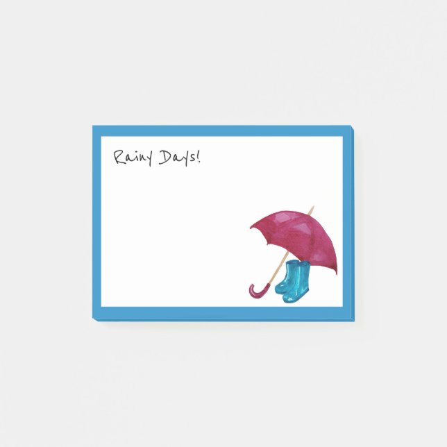 Rainy Days, Umbrella And Rain Boots Post-it Notes (Front)