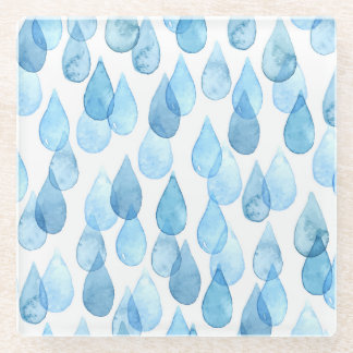 Rainy Days: Watercolor Pattern Vintage Glass Coaster