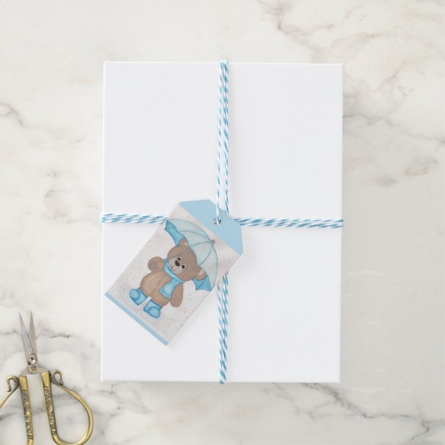 Rainy Daze Teddy Bear Gift Tags (With Twine)