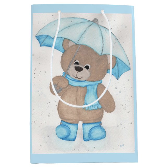 Rainy Daze Teddy Bear Medium Gift Bag (Front)