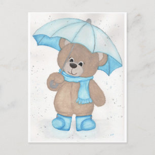 Rainy Daze Teddy Bear Postcard