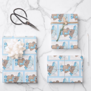 Rainy Daze Teddy Bear Wrapping Paper Sheet
