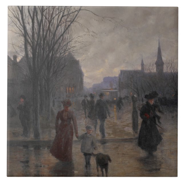 Rainy Evening on Hennepin Avenue, c.1902 Tile (Front)