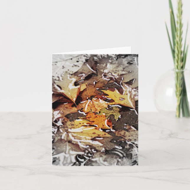 Rainy Fall Leaves Fadeout Notecard (Front)