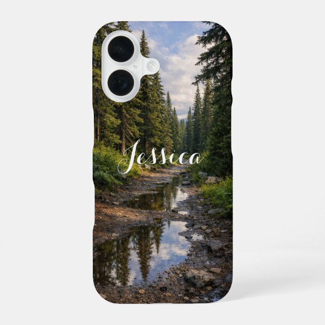 Rainy Forest Path Landscape Personalized  iPhone 16 Case (Back)