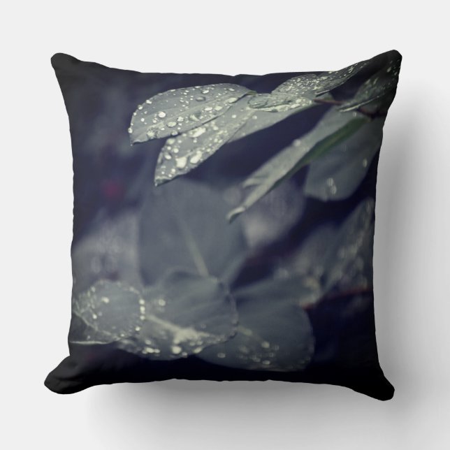 Rainy Leaves Throw Pillow (Front)