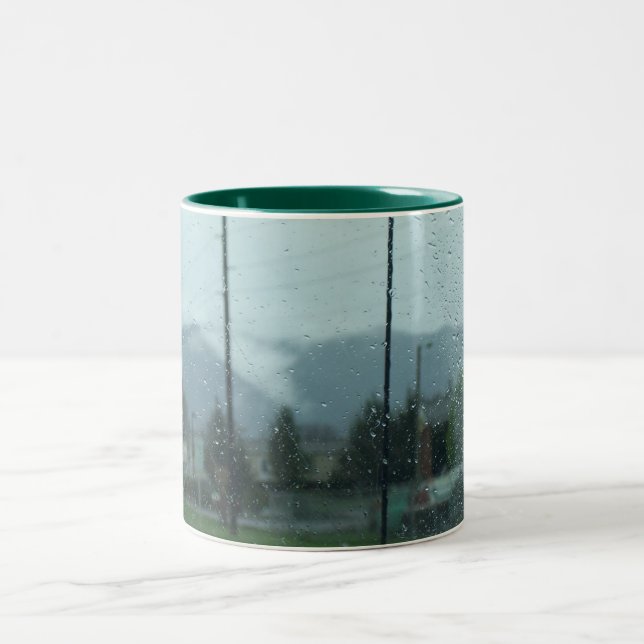 Rainy Mountain Day Two-Tone Coffee Mug (Center)
