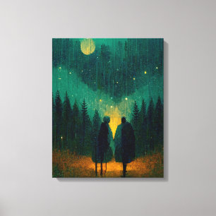 Rainy Night Couple dans la toile de la forêt Impri