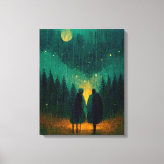 Rainy Night Couple dans la toile de la forêt Impri