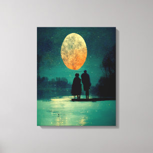 Rainy Night Couple in the Forest  Canvas Print
