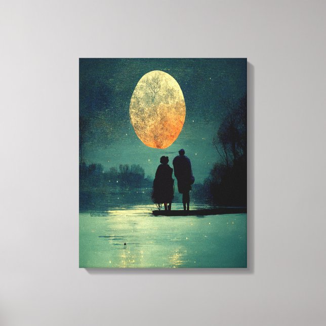 Rainy Night Couple in the Forest  Canvas Print (Front)