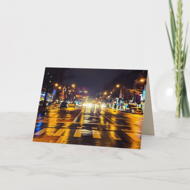 Rainy Night in NYC Greeting Card (Front)