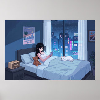 Rainy Night Room Poster