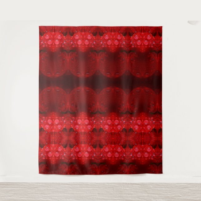 Rainy Red Dianthus Ikat Too Tapestry (Front)