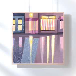 Rainy Reflections   Lofi Contemporary Watercolor Poster