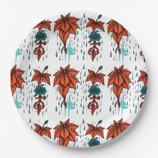Rainy Reflections – Terracotta & Teal Traditional Paper Plate