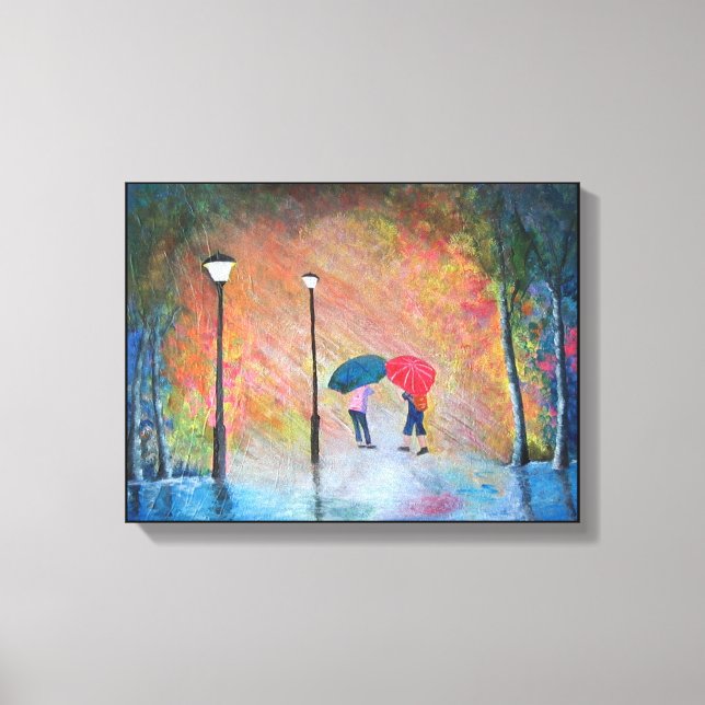 Rainy School Day in Korea Children Umbrella Canvas Print (Front)