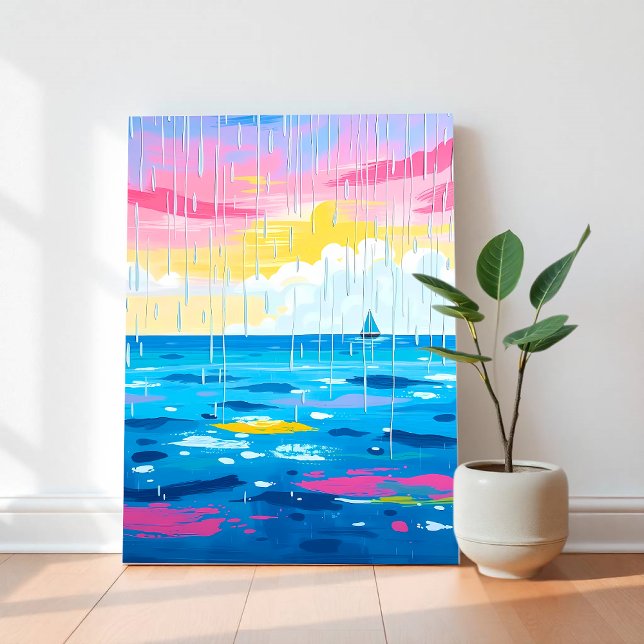 Rainy Seascape Wall Art – Minimal Ocean Print (Creator Uploaded)