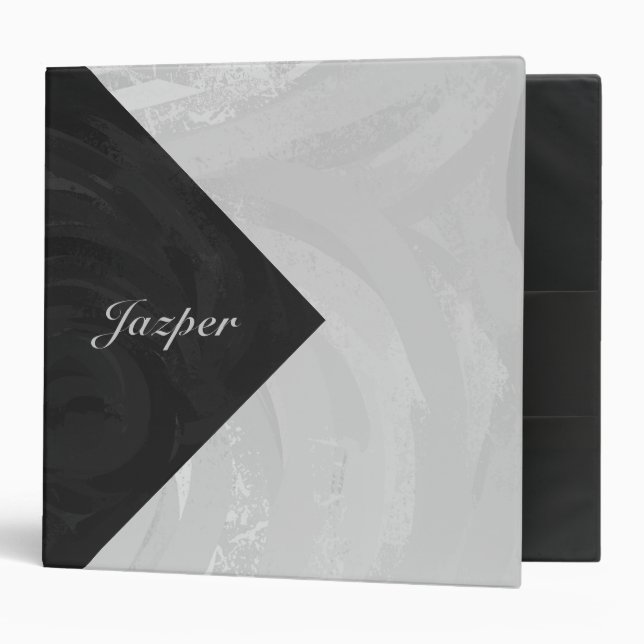 Rainy Sky Grey and Black Monogram Binder (Front/Inside)