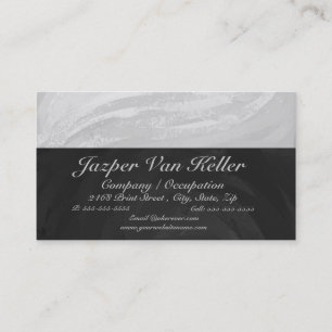 Rainy Sky Grey and Black Monogram Business Card