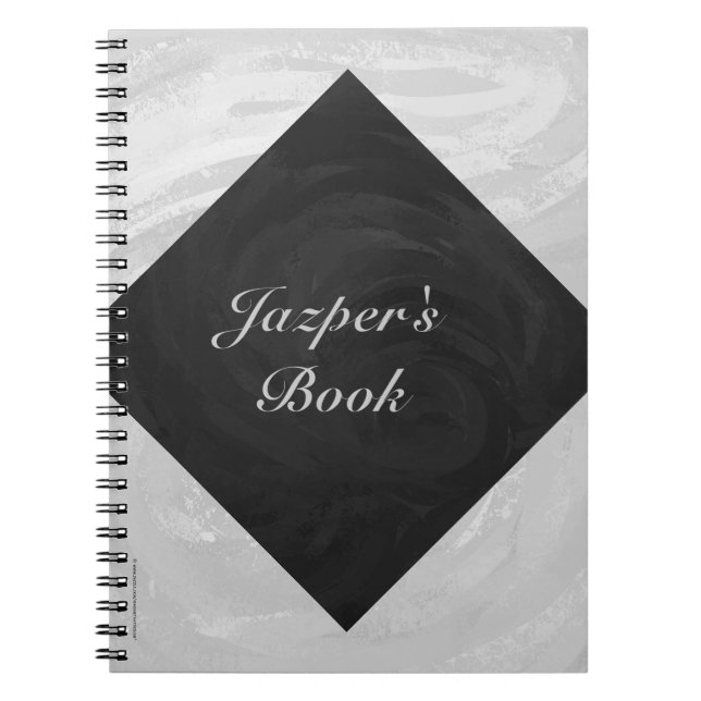 Rainy Sky Grey and Black Monogram Notebook (Front)