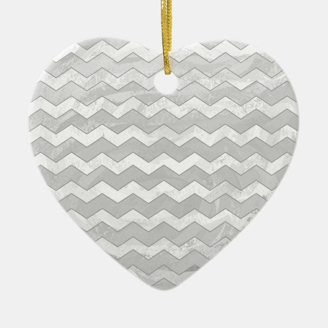 Rainy Sky Grey Chevron Pattern Ceramic Ornament (Front)