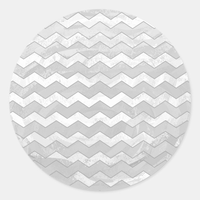 Rainy Sky Grey Chevron Pattern Classic Round Sticker (Front)