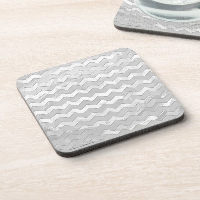 Rainy Sky Grey Chevron Pattern Coaster (Left Side)