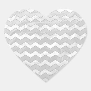 Rainy Sky Grey Chevron Pattern Heart Sticker