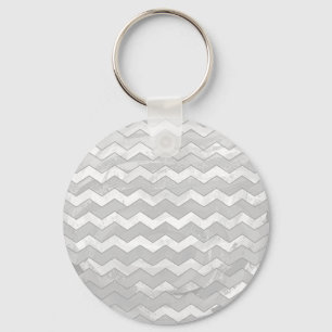Rainy Sky Grey Chevron Pattern Keychain