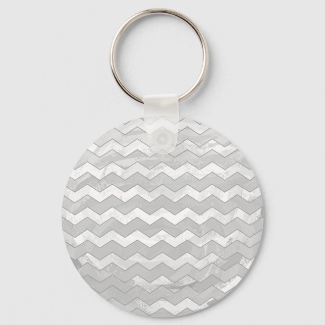 Rainy Sky Grey Chevron Pattern Keychain (Front)