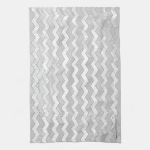 Rainy Sky Grey Chevron Pattern Kitchen Towel