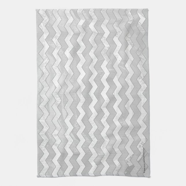 Rainy Sky Grey Chevron Pattern Kitchen Towel (Vertical)