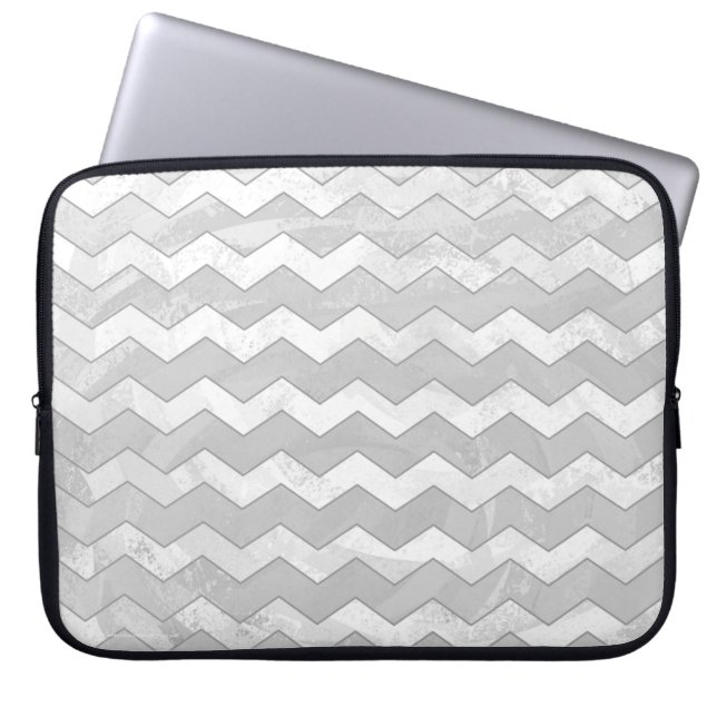 Rainy Sky Grey Chevron Pattern Laptop Sleeve (Front)
