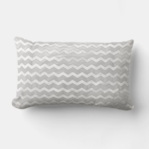 Rainy Sky Grey Chevron Pattern Lumbar Pillow