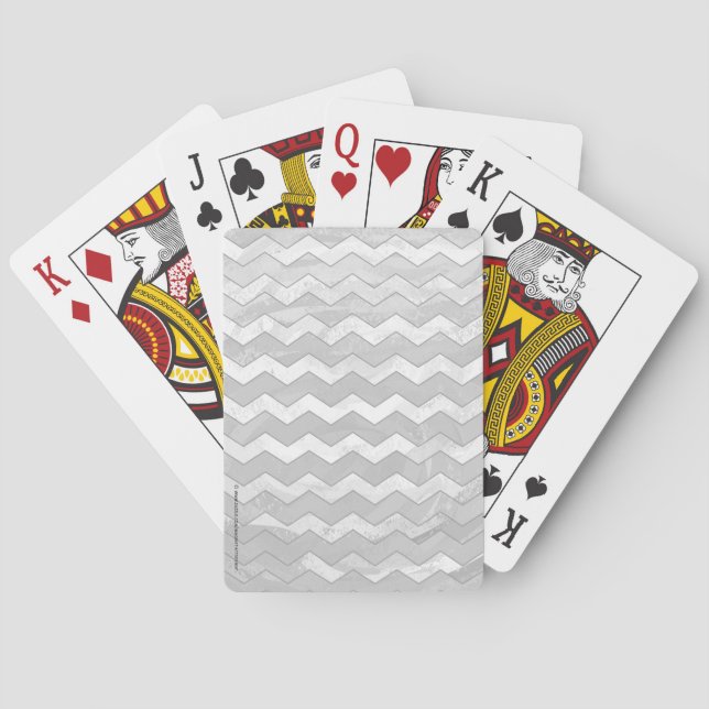 Rainy Sky Grey Chevron Pattern Playing Cards (Back)