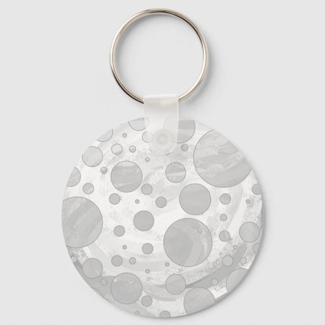 Rainy Sky Grey Polka Dots Keychain (Front)