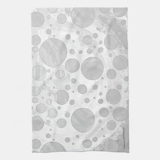 Rainy Sky Grey Polka Dots Kitchen Towel (Vertical)